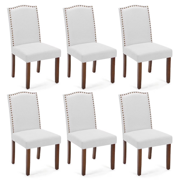 CONCETTA Set of Living Room, Upholstered Leather Dining, Parsons Nailhead Trim and Wood Legs