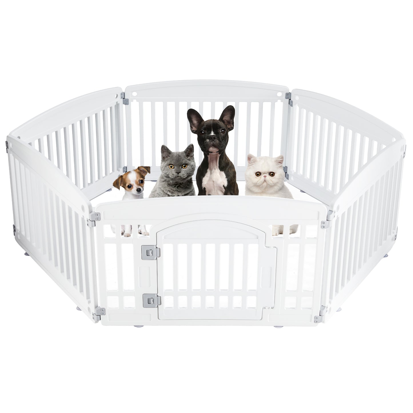 CONCETTA 24 Inch 4-Panel Portable Dog Playpen for Indoor, Plastic Lightweight Indoor Puppy Pen with Door, Customizable