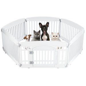 CONCETTA 24 Inch 4-Panel Portable Dog Playpen for Indoor, Plastic Lightweight Indoor Puppy Pen with Door, Customizable