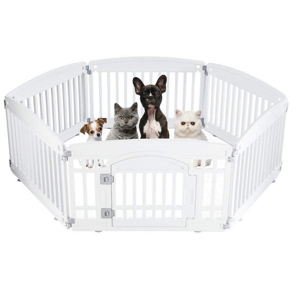 CONCETTA 24 Inch 4-Panel Portable Dog Playpen for Indoor, Plastic Lightweight Indoor Puppy Pen with Door, Customizable