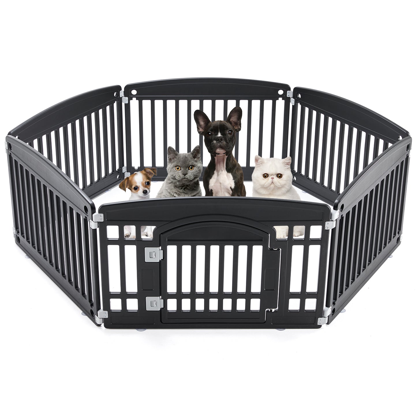 CONCETTA 24 Inch 4-Panel Portable Dog Playpen for Indoor, Plastic Lightweight Indoor Puppy Pen with Door, Customizable