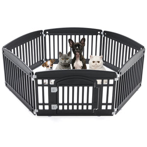 CONCETTA 24 Inch 4-Panel Portable Dog Playpen for Indoor, Plastic Lightweight Indoor Puppy Pen with Door, Customizable