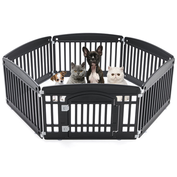 CONCETTA 24 Inch 4-Panel Portable Dog Playpen for Indoor, Plastic Lightweight Indoor Puppy Pen with Door, Customizable