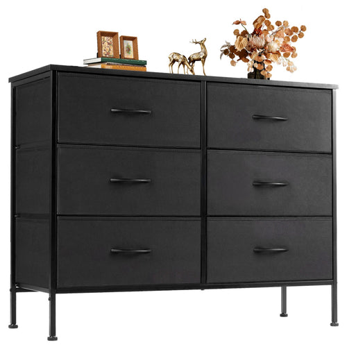 CONCETTA Dresser TV Stand, Console Table with 6 Wide Drawers, Entertainment Center for 55" TV Storage Fabric Dresser Drawer