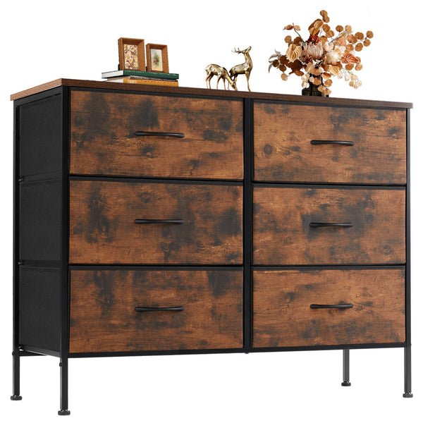 CONCETTA Dresser TV Stand, Console Table with 6 Wide Drawers, Entertainment Center for 55" TV Storage Fabric Dresser Drawer