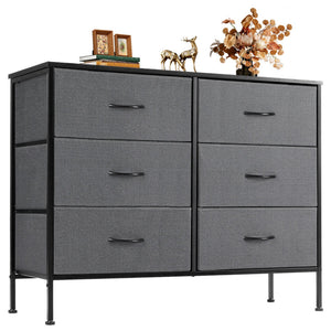 CONCETTA Dresser TV Stand, Console Table with 6 Wide Drawers, Entertainment Center for 55" TV Storage Fabric Dresser Drawer
