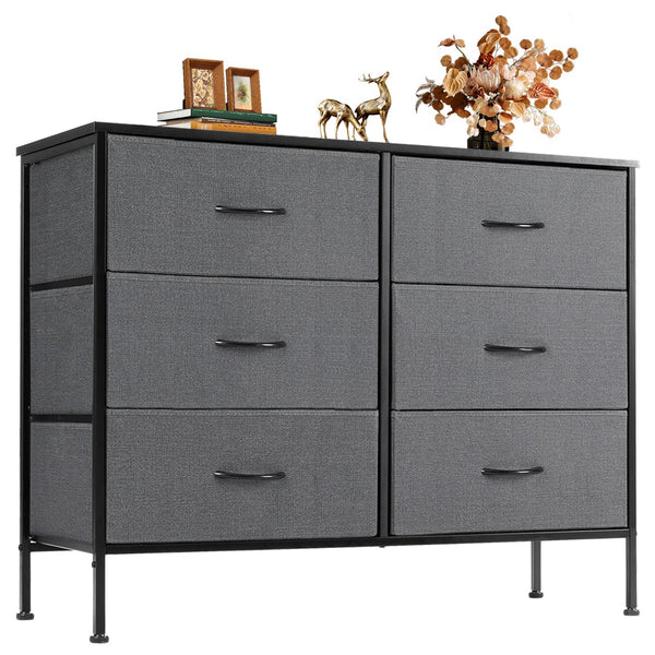 CONCETTA Dresser TV Stand, Console Table with 6 Wide Drawers, Entertainment Center for 55" TV Storage Fabric Dresser Drawer