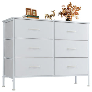 CONCETTA Dresser TV Stand, Console Table with 6 Wide Drawers, Entertainment Center for 55" TV Storage Fabric Dresser Drawer