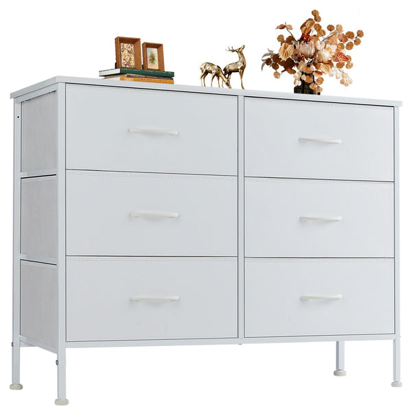 CONCETTA Dresser TV Stand, Console Table with 6 Wide Drawers, Entertainment Center for 55" TV Storage Fabric Dresser Drawer