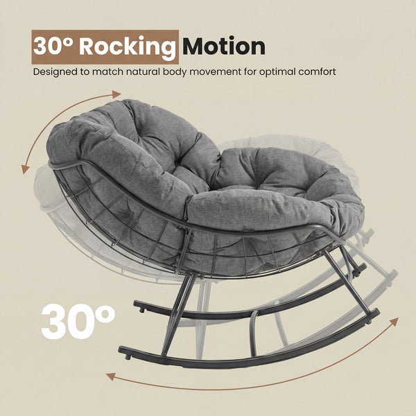 CONCETTA Heavy Duty Outdoor Rocking Chair with Cushion, Oversized Egg Lounge, 450 Lbs All-Weather Glider for Patio, Garden, Living Room