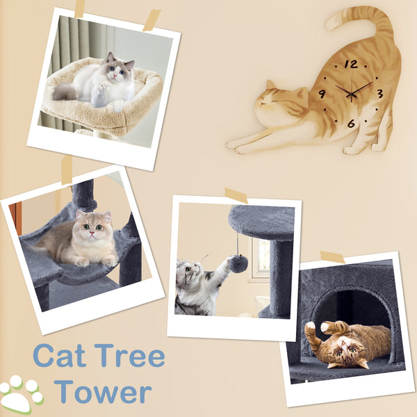 CONCETTA 44in Multi Level Cat Tree Tower,Cat Scratching Posts with Large Top Perch and Hammock