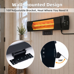 SHOUFTW Portable Infrared Outdoor & Indoor Space Heater, Remote Control Electric Wall/Ceiling Mounted for Patio Garage Commercial, Black