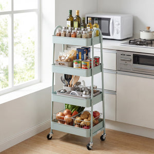 CONCETTA Versatile 4-Tier Metal Utility Cart with Locking Casters, Multi-Scenario Use for Office, Living Room, Kitchen