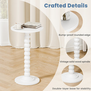CONCETTA Modern Round Side Table, Accent End Table with Solid Wood Spindle, Small Drink Table for Living Room, Bedroom, Couch, Office