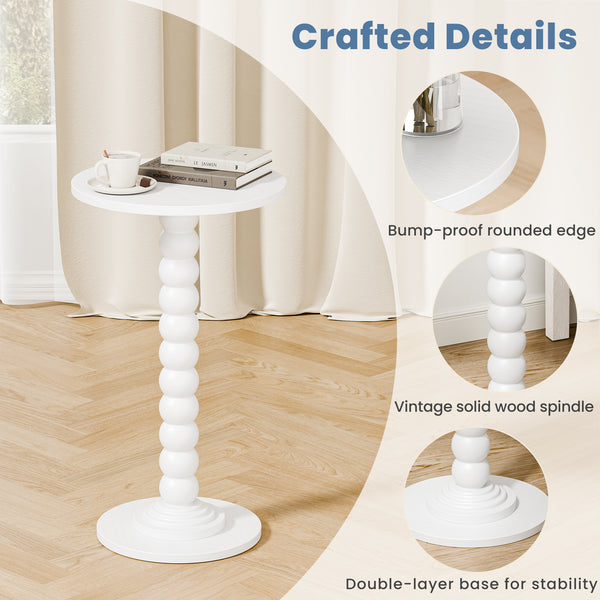 CONCETTA Modern Round Side Table, Accent End Table with Solid Wood Spindle, Small Drink Table for Living Room, Bedroom, Couch, Office