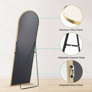 JOINSUN Floor Standing Mirror, Wall Mirror with Stand Aluminum Alloy Thin Frame