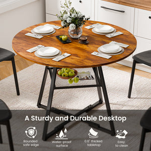 CONCETTA Round Extendable Dining Table for 4-8 People, Space-Saving Wood Kitchen Table with Pedestal Base & Storage Shelf, Modern Expandable Oval Dining Table for Home & Apartment