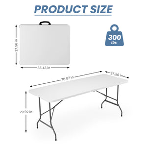 CONCETTA Outdoor Indoor Portable Folding Table, Heavy Duty Foldable Table, Carrying Handle for Camping Picnic