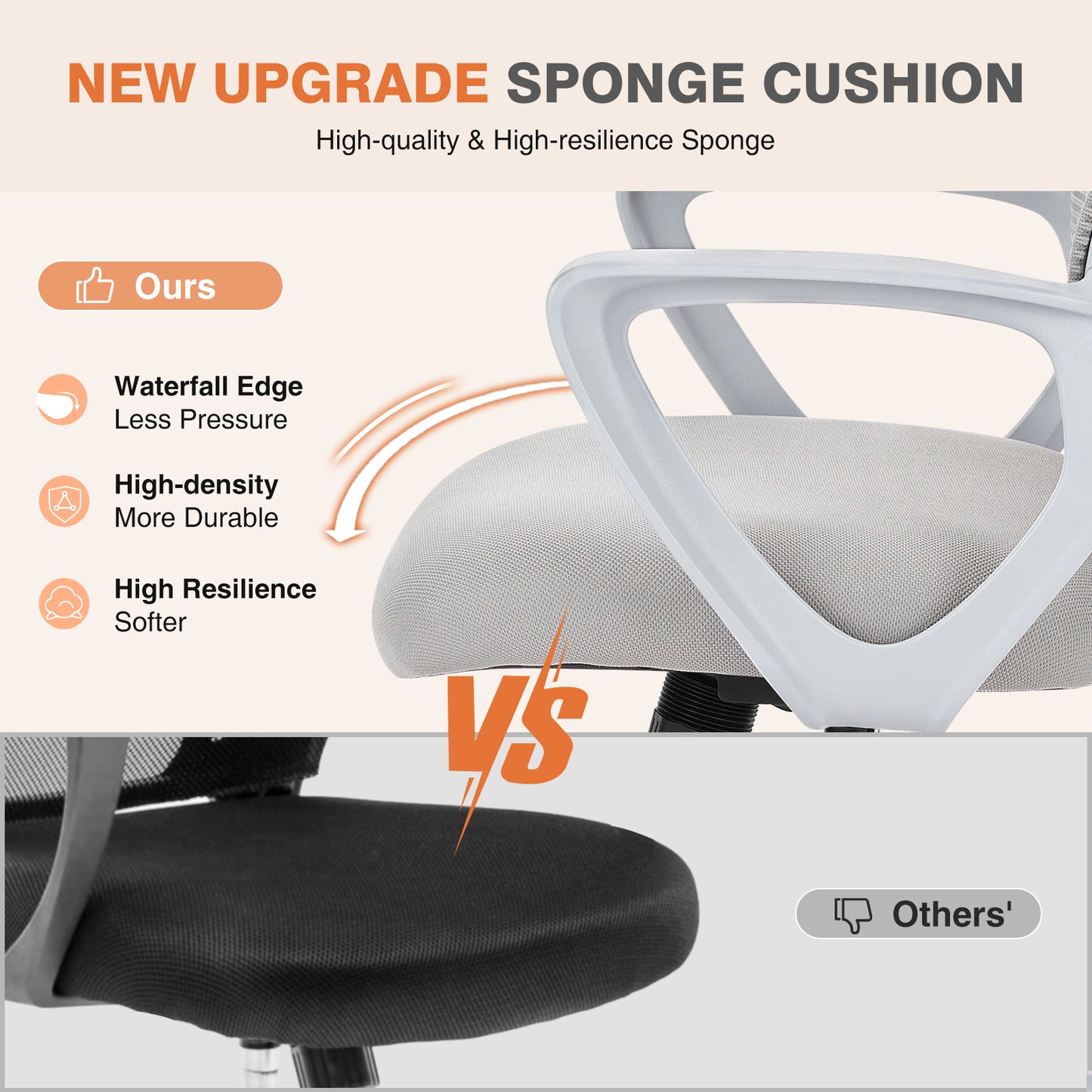 CONCETTA Ergonomic Office Home Desk Mesh Fixed Armrest