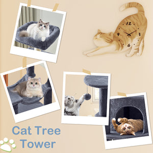 CONCETTA 44in Multi Level Cat Tree Tower,Cat Scratching Posts with Large Top Perch and Hammock