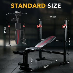 SHOUFTW Adjustable Weight Bench Set, Foldable Bench Press with Leg Developer, 650 LBS Heavy-Duty Space Saving Workout Set for Small Apartments Strength Training