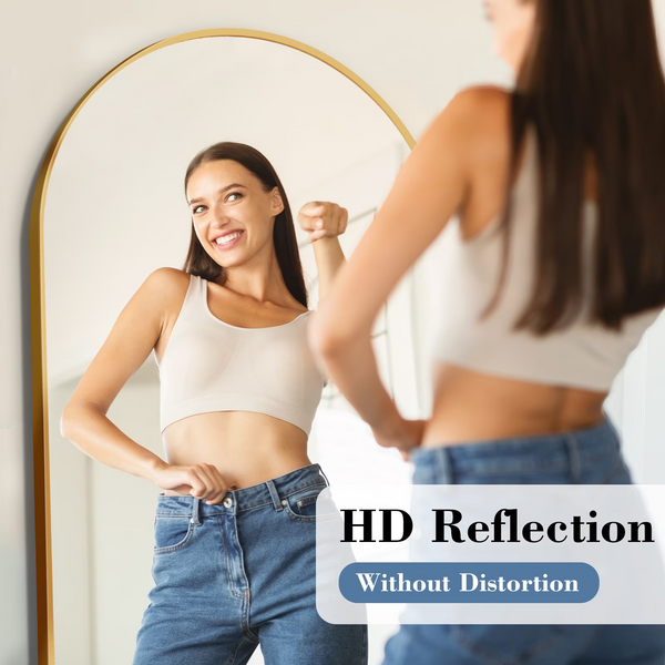 CONCETTA Arched Full Length Mirror, 65" x 24" Aluminum Alloy Freestanding Floor Mirror for Bedroom Entryway