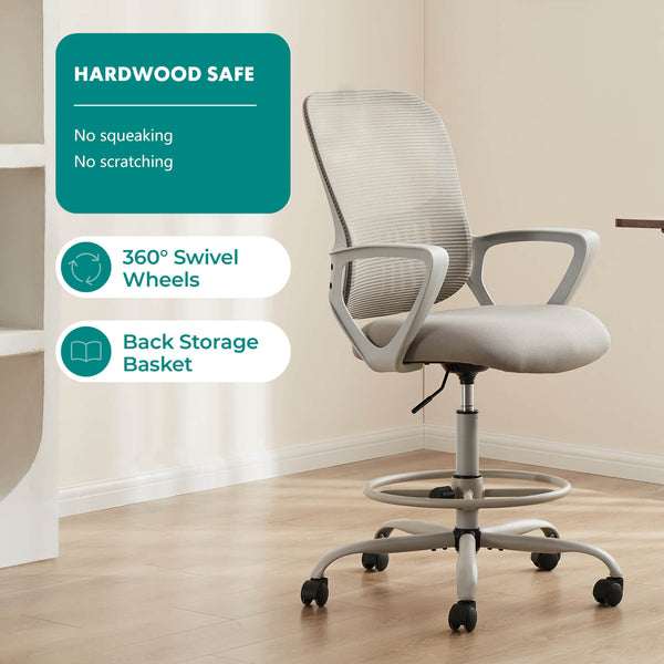 CONCETTA Tall Office Chair for Standing Desk with Adjustable Foot Ring,Counter Height Office Chairs