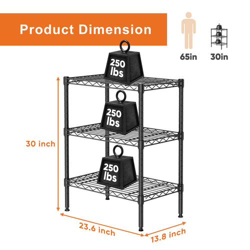Metal Wire Shelving Unit, Heavy-Duty Storage Rack for Kitchen, Bathroom