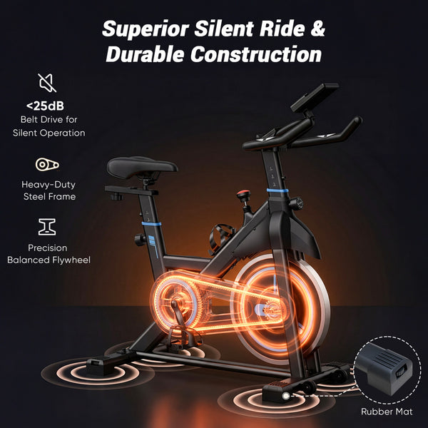 CONCETTA Exercise Bike for Home Gym, Stationary Indoor Cycling Bike, Low Noise Cardio Workout Equipment with Adjustable Resistance