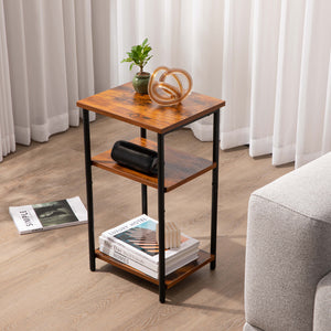 CONCETTA End Table with 3-Tier Storage, Narrow Nightstand for Small Spaces, Easy to Assemble