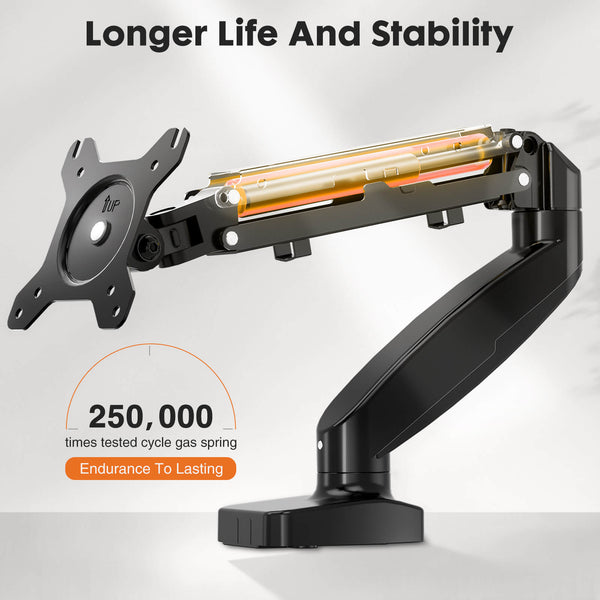 JOINSUN Dual Monitor Stand - Adjustable Gas Spring Monitor Desk Mount Swivel Vesa Bracket with C Clamp, Grommet Mounting Base for 15 to 32 Inch Computer Screens
