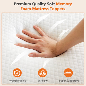 CONCETTA Gel Memory Foam Mattress Topper Full Size, Bed Topper with Removable Soft Cover, White
