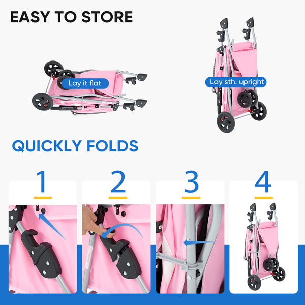 CONCETTA 3-Wheel Foldable and Waterproof Pet Stroller - Jogger Stroller for Small and Medium Dogs and Cats with Cup Holder and Removable Liner