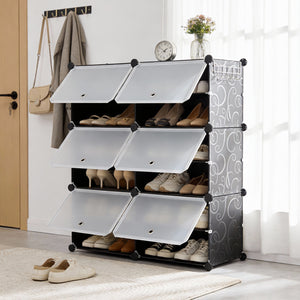 CONCETTA Shoe Rack, 24 Pair Plastic Shelves Storage Organizer for Closet Hallway Bedroom Entryway