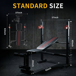 CONCETTA Adjustable Weight Bench Set, Foldable Bench Press with Leg Developer, 650 LBS Heavy-Duty Space Saving Workout Set for Small Apartments Strength Training