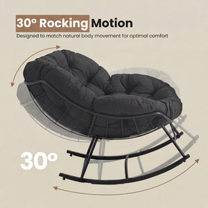 CONCETTA Heavy Duty Outdoor Rocking Chair with Cushion, Oversized Egg Lounge, 450 Lbs All-Weather Glider for Patio, Garden, Living Room
