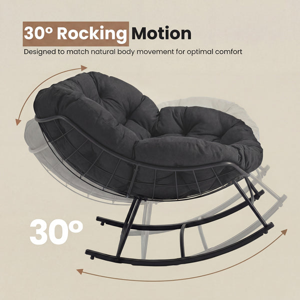 CONCETTA Heavy Duty Outdoor Rocking Chair with Cushion, Oversized Egg Lounge, 450 Lbs All-Weather Glider for Patio, Garden, Living Room