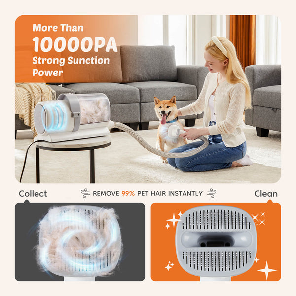 JOINSUN Vacuum Pet Grooming Kit 5 in 1-Professional Clippers, Mulifunctional Grooming Tools for Dogs Cats and Other Animals