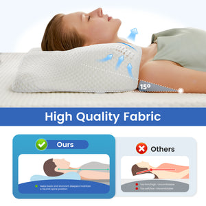 CONCETTAMemory Foam Pillows, Ergonomic Contoured Support for Side Back and Stomach Sleepers