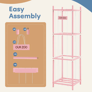 CONCETTA Toy Storage Organizer, Wooden Toy Holder Cage - Holds 40+ Plush Toys, Sturdy Wood & Steel Screw Construction for Toddler Room, Playroom, Bedroom, White
