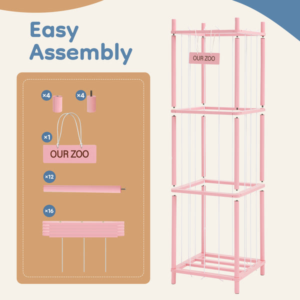 CONCETTA Toy Storage Organizer, Wooden Toy Holder Cage - Holds 40+ Plush Toys, Sturdy Wood & Steel Screw Construction for Toddler Room, Playroom, Bedroom, White