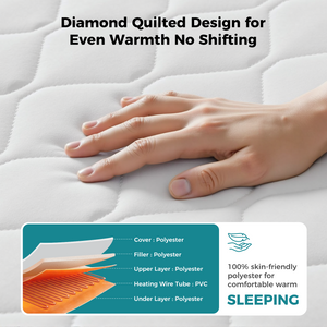 Heated Mattress Pads, ETL Certificated Heating Electric Bed Warmer with 12 Heat Settings, Machine Washable, Over-Heat Protection, White