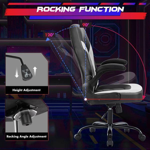 CONCETTA Ergonomic Leather Gaming Chair-Office Desk PU Leather Chair -up Armrests, Swivel Task Chair Adjustable Height for Adults Teens Kids