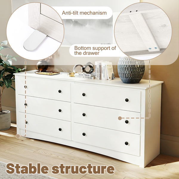 CONCETTA 6-Drawer Double Dresser for Bedroom, Wide Chest of Drawers, Bedroom Storage Furniture