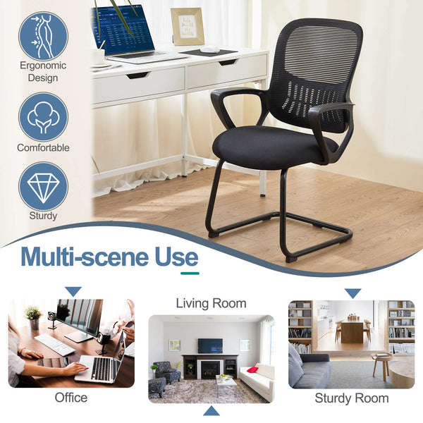 CONCETTA Ergonomic office chair - with storage basket, no wheels, breathable back, suitable for office, bedroom, living room.