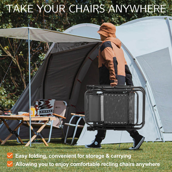 JOINSUN Zero Gravity Chairs - Set of 2 portable recliners with adjustable steel mesh for beach, camping, patio and lawn