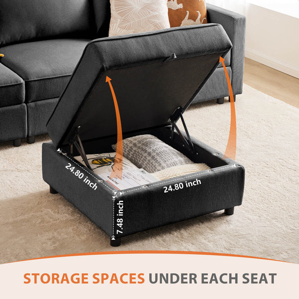 CONCETTA Convertible Sectional Sofa Couch-with Storage for Living Room, U-Shaped Modern Modular Sofa Sleeper with Reversible Chaise