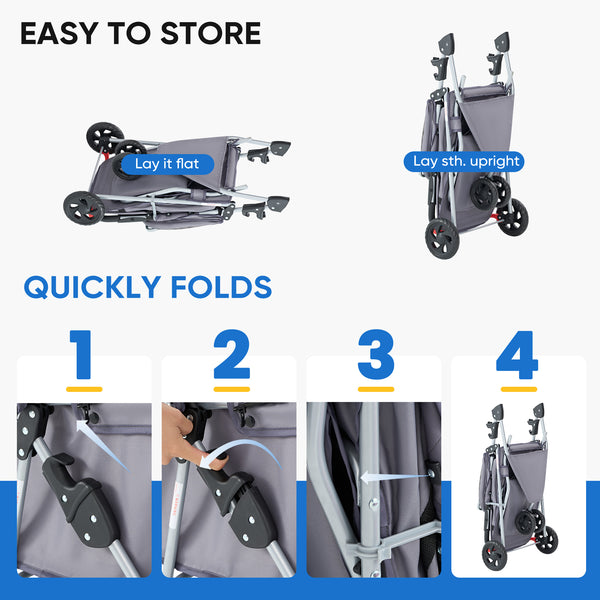 CONCETTA 3-Wheel Foldable and Waterproof Pet Stroller - Jogger Stroller for Small and Medium Dogs and Cats with Cup Holder and Removable Liner