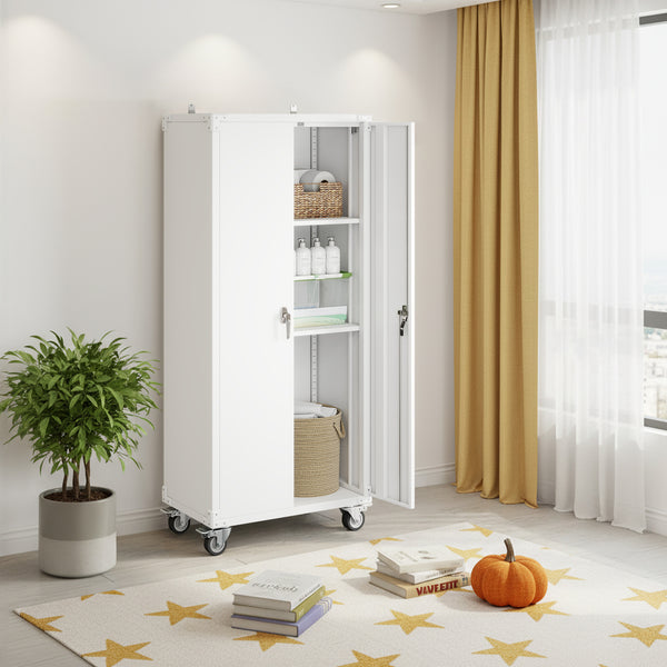 CONCETTA Metal Storage Cabinet with Pegboard and Adjustable Shelves for Garage, Home, or Office