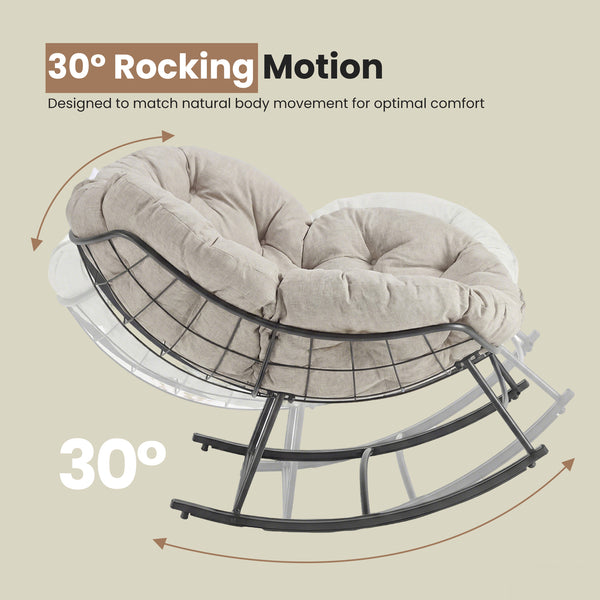 CONCETTA Heavy Duty Outdoor Rocking Chair with Cushion, Oversized Egg Lounge, 450 Lbs All-Weather Glider for Patio, Garden, Living Room